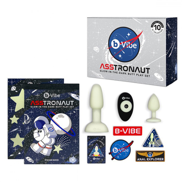 3086 b-vibe ASSTRONAUT GLOW IN THE DARK SET. Набор светящихся в темноте анальных игрушек