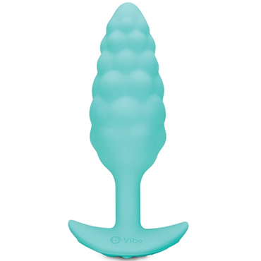 3086-1 B-vibe Bump Texture Plug, голубой. Анальный плаг с вибрацией и рельефом
