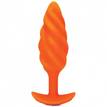 3086-2 B-vibe Swirl Texture Plug, оранжевый. Анальный плаг с вибрацией и рельефом