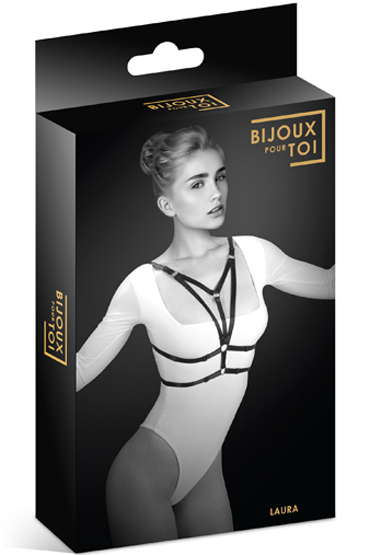 13386 Bijoux Pour Toi Laura, черная. Упряжь на грудь из эластичных ремешков