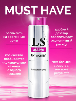3524 Bioritm Lovespray Active Women, 18 мл. Cпрей-лубрикант с возбуждающим эффектом — изображение 6