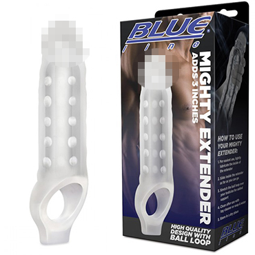 3530 BlueLine Mighty Extender Adds 3 Inches, прозрачная. Удлиняющая насадка на пенис
