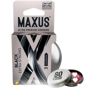 3013-2 MAXUS Презервативы Extra Strong, 3 шт. Черного цвета, утолщенные