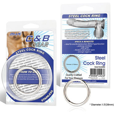 3897 BlueLine Steel Cock Ring, 3,8 см. Стальное эрекционное кольцо