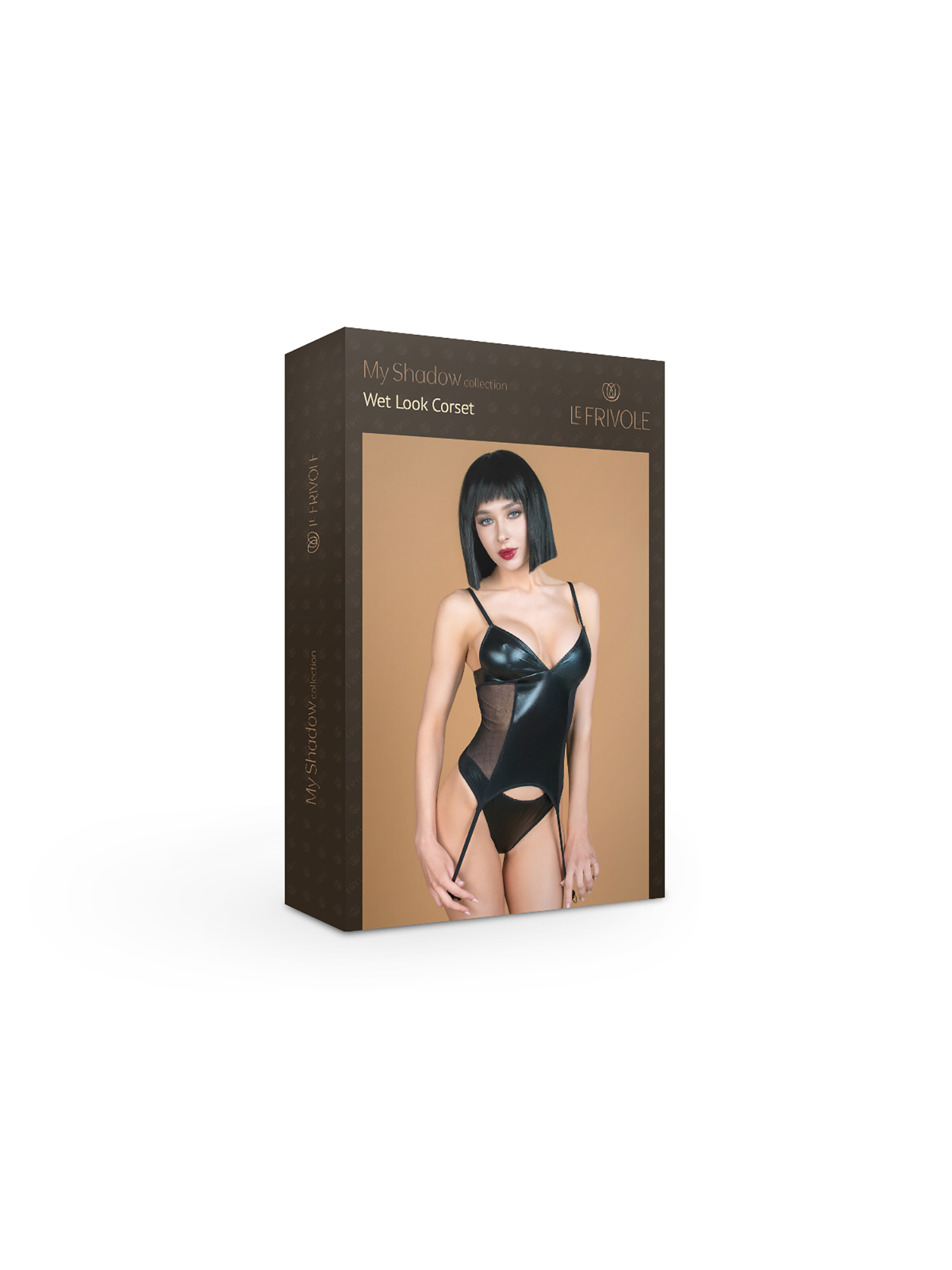 3612 Le Frivole My Shadow L/XL Корсаж с трусиками, черный. Из материала wet look. — изображение 4