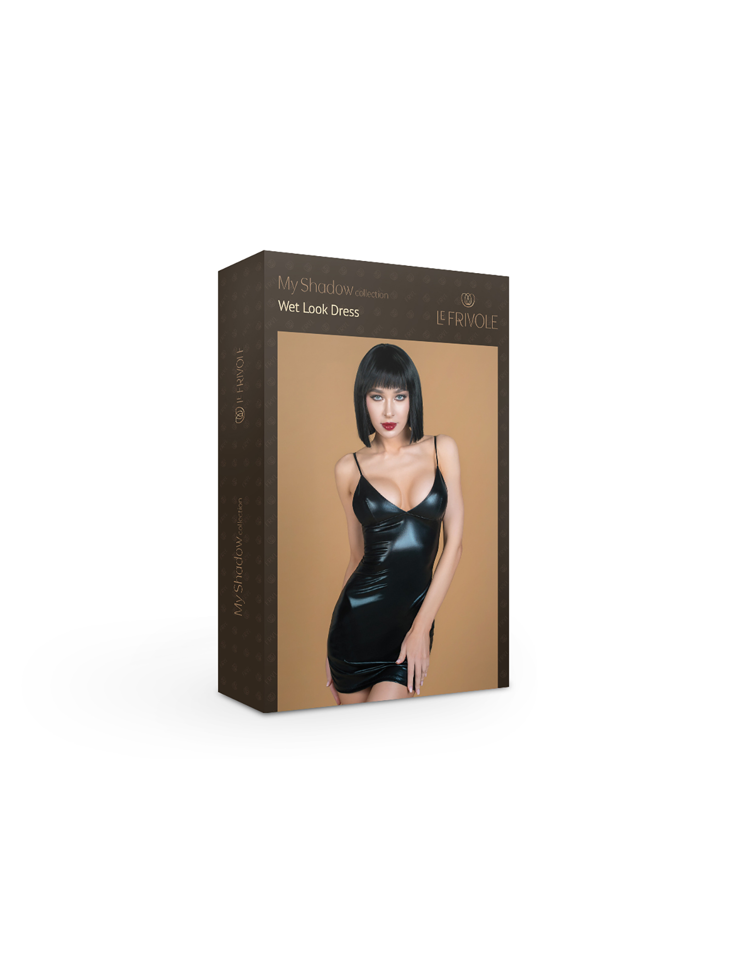 3613 Le Frivole My Shadow Платье-футляр с двусторонней молнией сзади, черное L/XL. Из материала wet look. — изображение 4