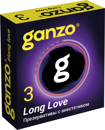 3792 Ganzo Long Love, 3 шт. Презервативы с анестезирующим эффектом