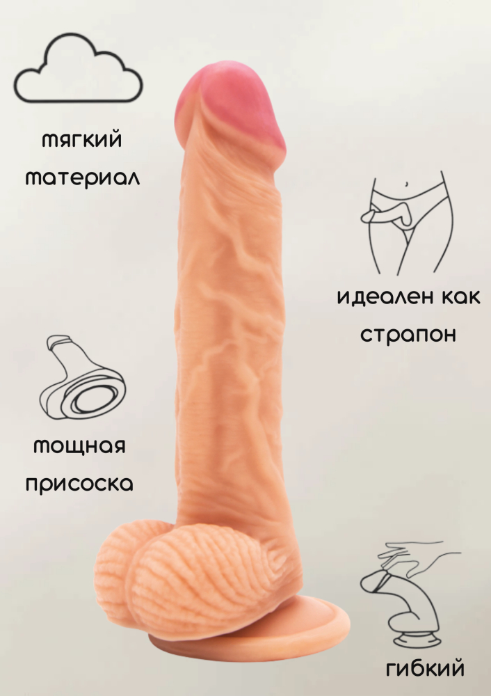 3439 Lola Games Nudes Reliable, телесный. Фалоимитатор с мошонкой на присоске