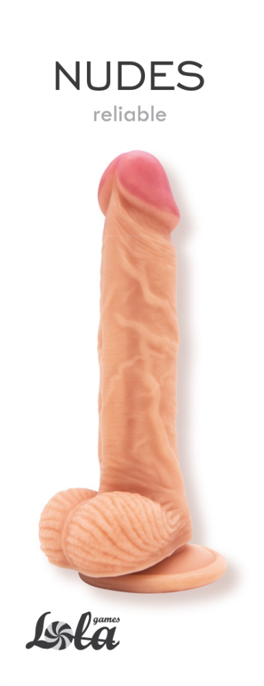 3439 Lola Games Nudes Reliable, телесный. Фалоимитатор с мошонкой на присоске — изображение 4