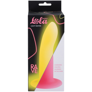 3595-2 Lola Games Rave Light Keeper, розовый/желтый. Светящийся в темноте дилдо