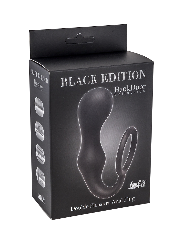 3249 Lola Toys Back Door Double Pleasure Anal Plug, черный. Анальный стимулятор с эрекционным кольцом — изображение 3
