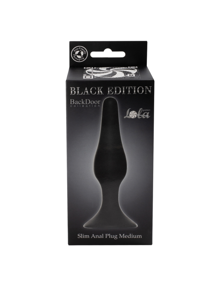 3213-3 Lola Toys Back Door Slim Anal Plug Medium, черная. Анальная пробка среднего размера