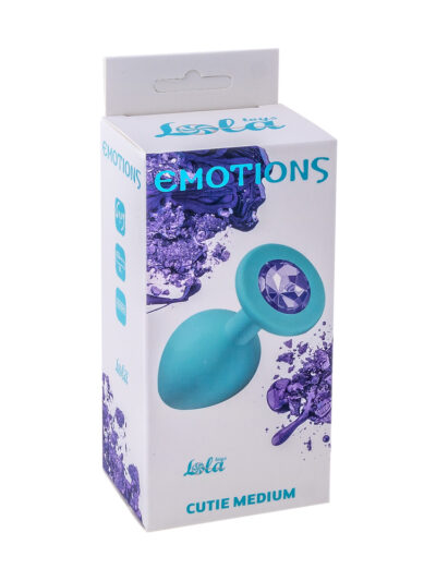 3243 Lola Toys Emotions Cutie Medium, голубая. Анальная пробка с пурпурным кристаллом