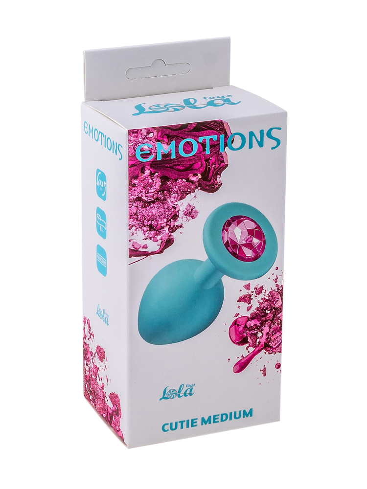 3242 Lola Toys Emotions Cutie Medium, голубая. Анальная пробка с розовым кристаллом
