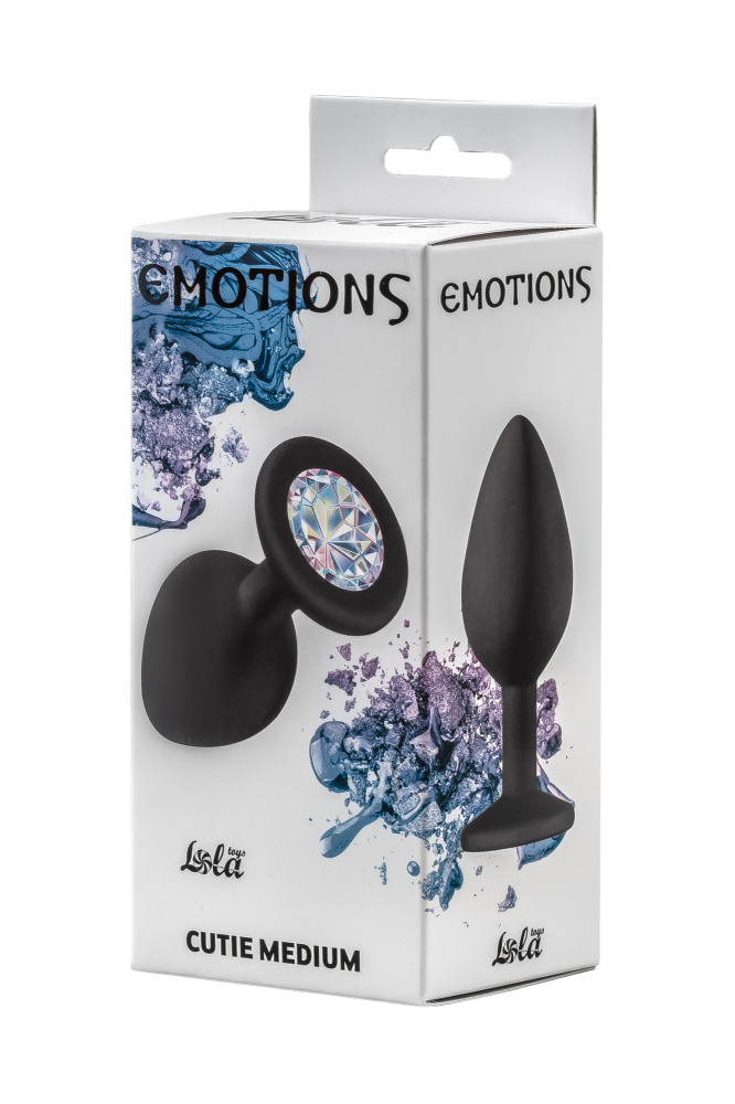 3044 Lola Toys Emotions Cutie Medium, черная. Анальная пробка с кристаллом цвета Лунный камень — изображение 2
