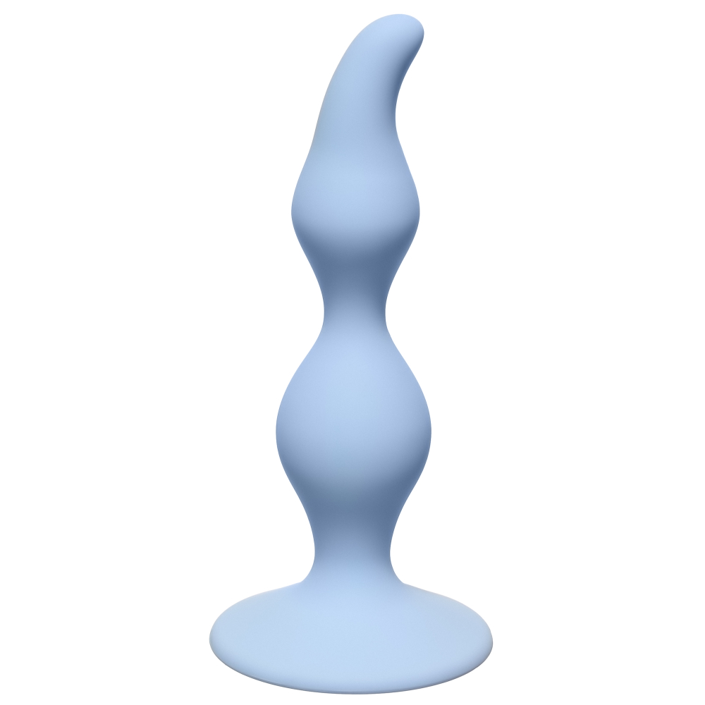 3170-1 Lola Toys First Time Curved Anal Plug, голубая. Рельефная анальная втулка на присоске