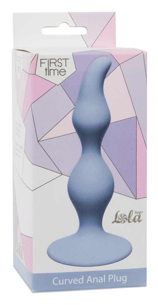 3170-1 Lola Toys First Time Curved Anal Plug, голубая. Рельефная анальная втулка на присоске — изображение 2