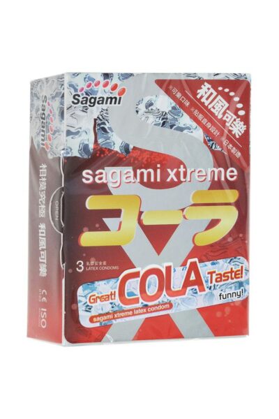 3022 Sagami Xtreme Cola, 3 шт. Презервативы ультратонкие со вкусом колы. Упаковка по 3 шт.