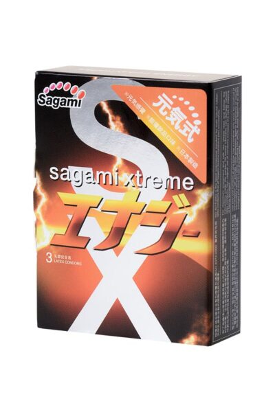 2979 Sagami Xtreme Energy, 3 шт. Презервативы латексные с ароматом red bull. Упаковка по 3 шт.