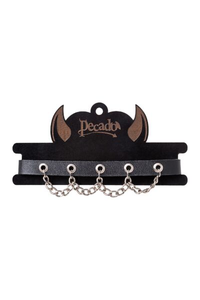 3098-1 Pecado BDSM Чокер с цепочкой, черный.