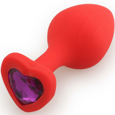 3314 Play Secrets Silicone Butt Plug Heart Shape Medium, красный/красный. Средняя анальная пробка с кристаллом в форме сердца