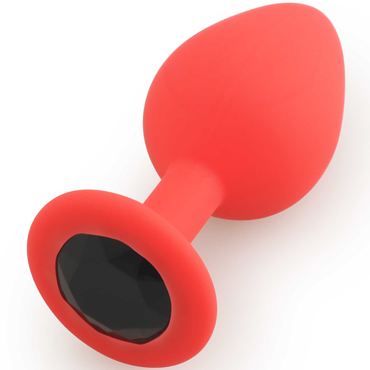 3330 Play Secrets Silicone Butt Plug Medium, красный/черный. Средняя анальная пробка, из силикона с кристаллом