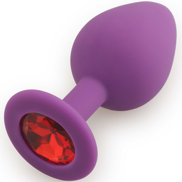 3331 Play Secrets Silicone Butt Plug Medium, фиолетовый/красный. Средняя анальная пробка, из силикона с кристаллом