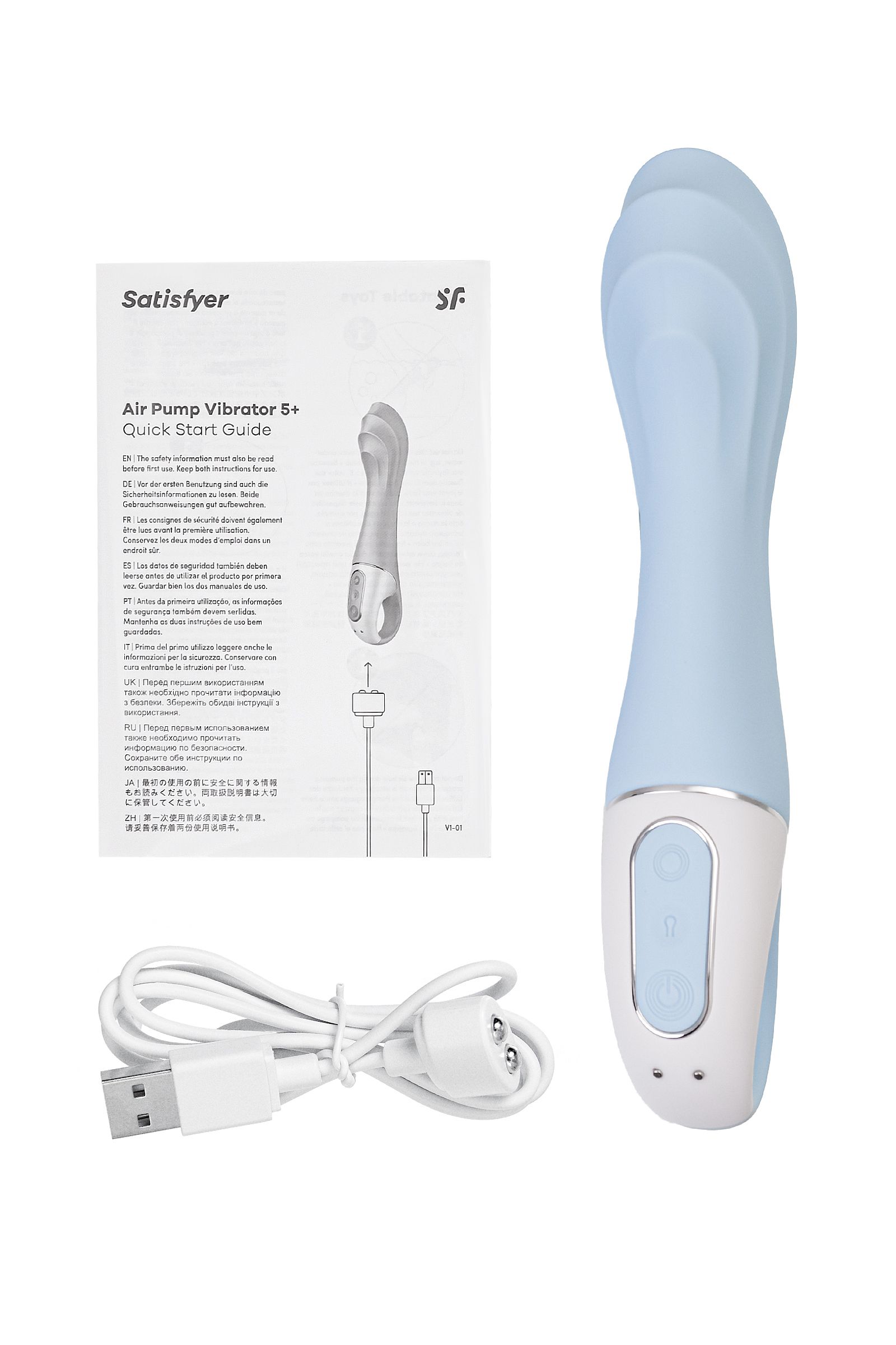 6717-1 Satisfyer Air Pump Vibrator 5 Connect App, голубой. Увеличивающийся вибратор + управление со смартфона — изображение 8