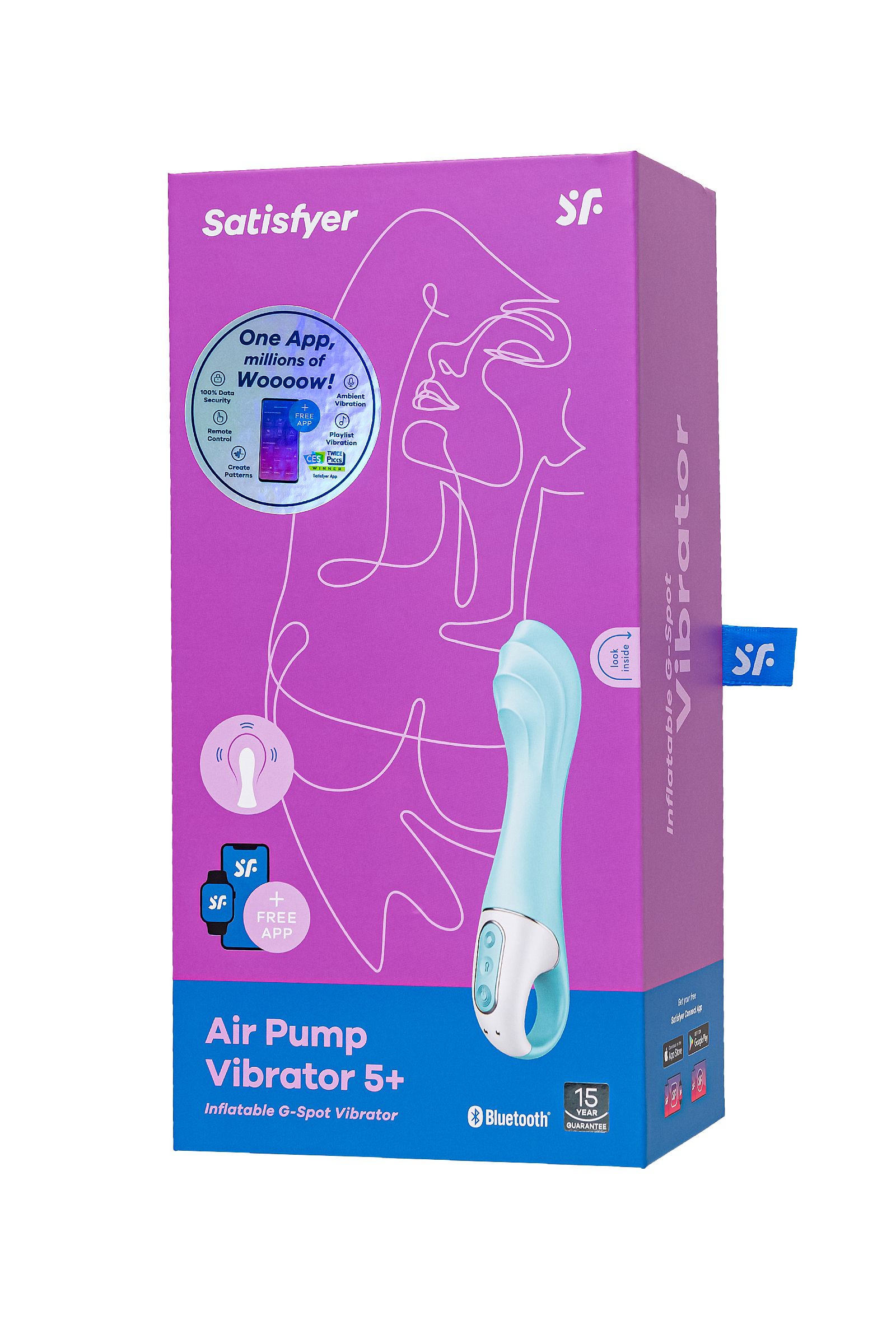 6717-1 Satisfyer Air Pump Vibrator 5 Connect App, голубой. Увеличивающийся вибратор + управление со смартфона — изображение 10
