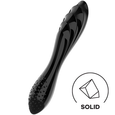 6702-1 Satisfyer Dazzling Crystal 1, черный. Двусторонний фаллоимитатор из стекла