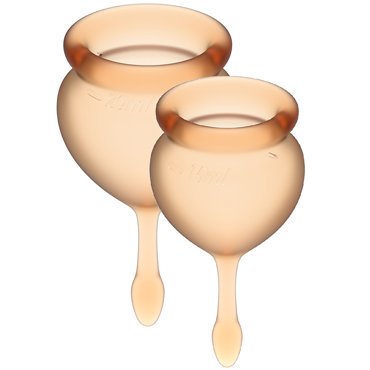 6726-1 Satisfyer Feel Good Menstrual Cup, оранжевый. Набор менструальных чаш, 15 и 20 мл