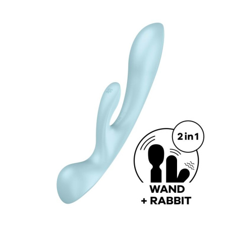 6719-1 Satisfyer Triple Oh, голубой. Вибромассажёр с клиторальным отростком — изображение 6