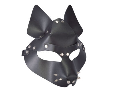 3572 Sitabella Маска БДСМ Wolf с шипами, черная. С соединениями в виде заклепок