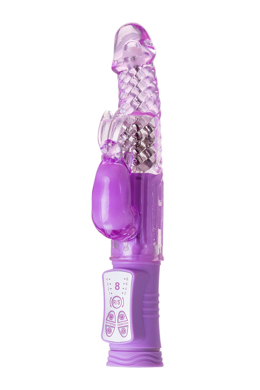 3281 Toyfa A-toys High-Tech Vibrator, фиолетовый. Вибратор с ротацией и спиральным рельефом ствола — изображение 2