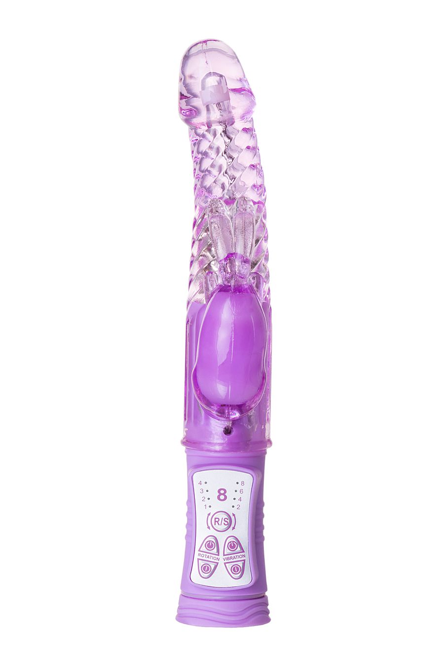 3281 Toyfa A-toys High-Tech Vibrator, фиолетовый. Вибратор с ротацией и спиральным рельефом ствола — изображение 3