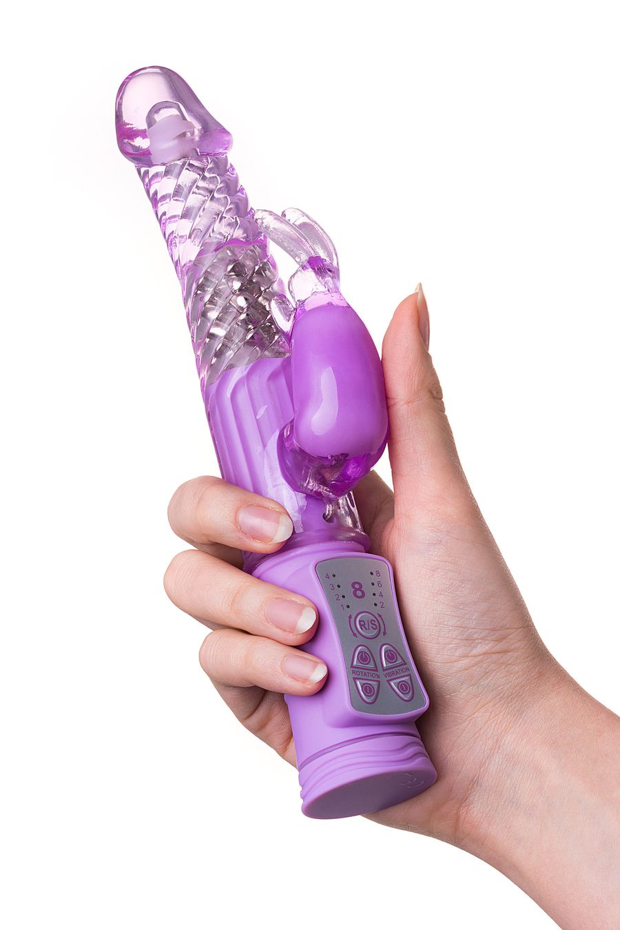 3281 Toyfa A-toys High-Tech Vibrator, фиолетовый. Вибратор с ротацией и спиральным рельефом ствола — изображение 8