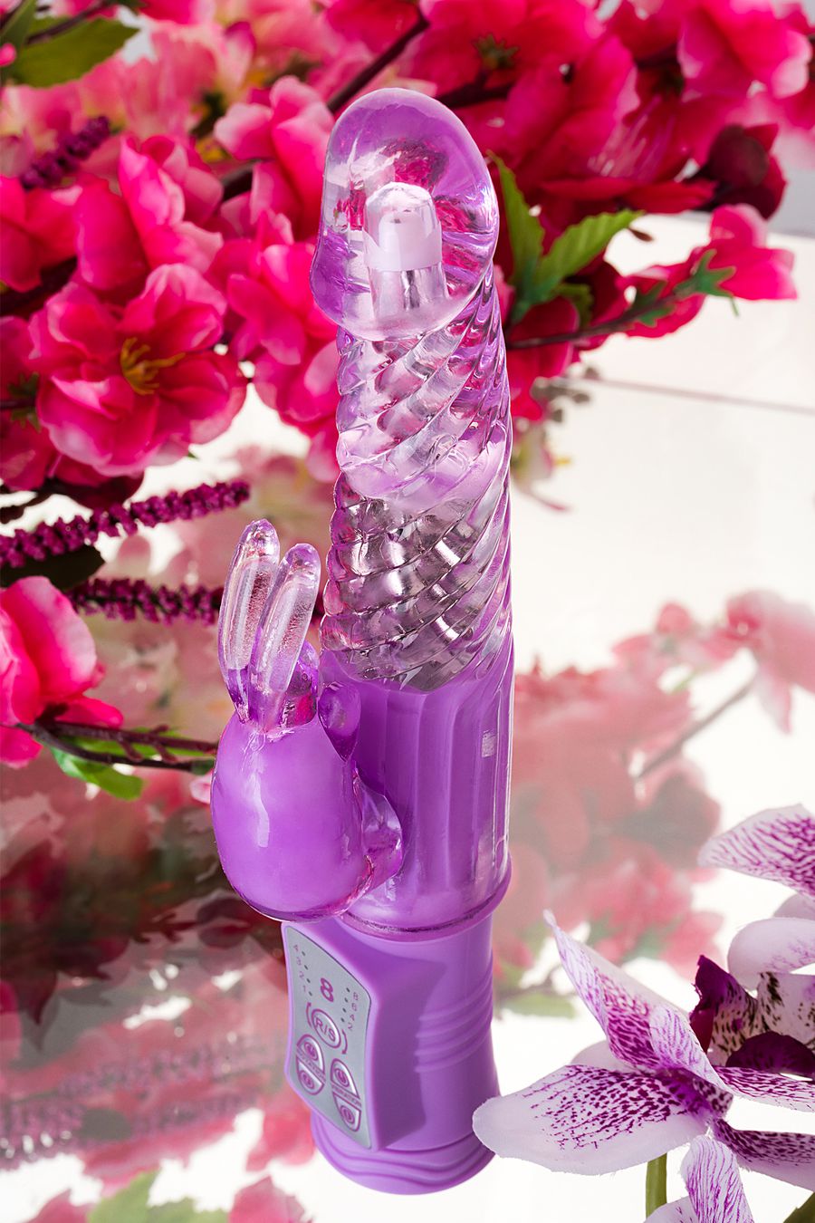 3281 Toyfa A-toys High-Tech Vibrator, фиолетовый. Вибратор с ротацией и спиральным рельефом ствола — изображение 10