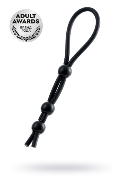 3532 ToyFa A-toys Lasso 3 Beads, черное. Лассо на пенис с тремя бусинами