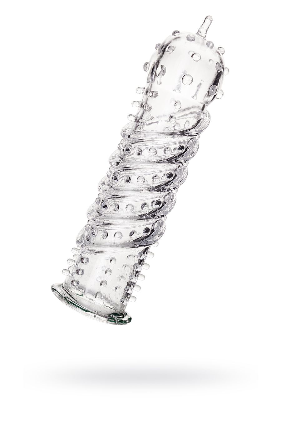 3283 Toyfa A-toys Penis Extender 15,5 см, прозрачная. Насадка на пенис с шипиками и спиралью