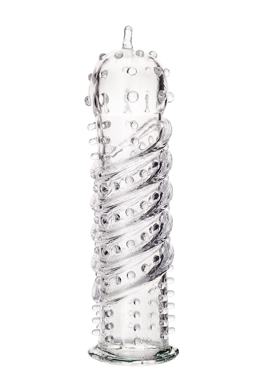 3283 Toyfa A-toys Penis Extender 15,5 см, прозрачная. Насадка на пенис с шипиками и спиралью — изображение 2
