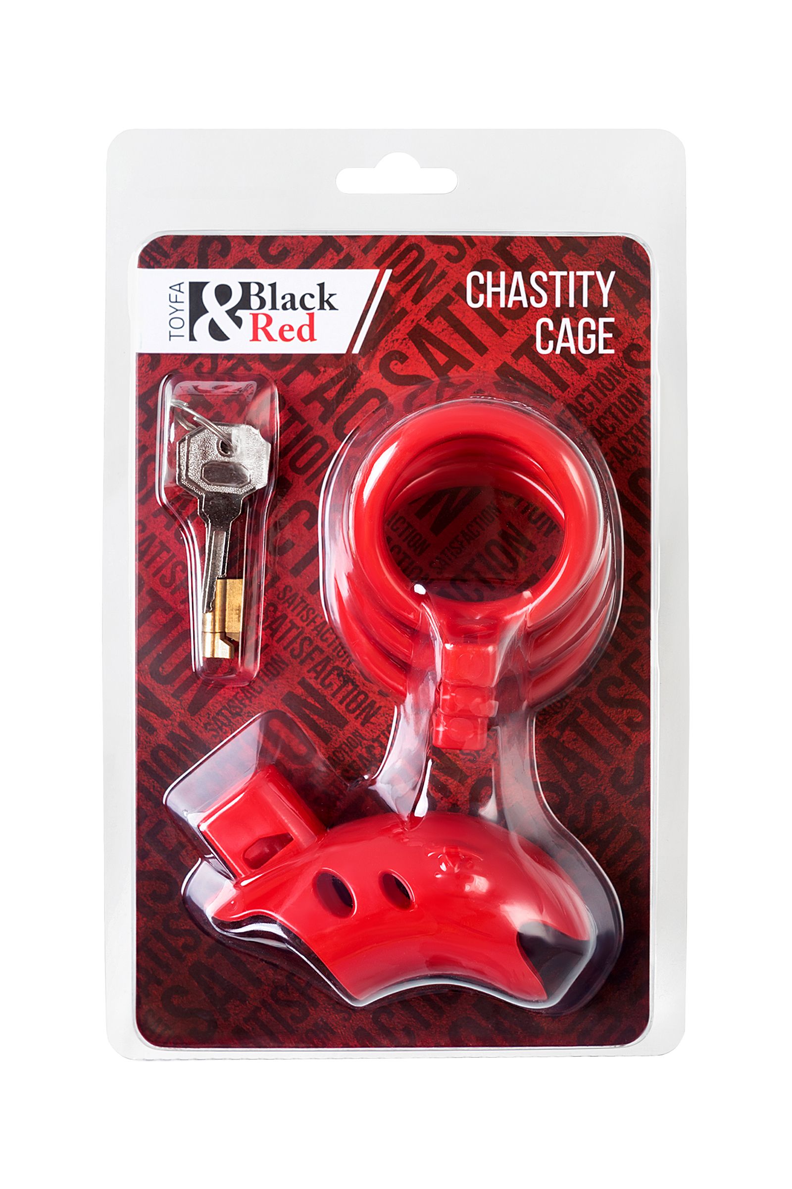 3100 Toyfa Black&Red Chastity Cage, красный. Пояс верности для мужчин — изображение 5