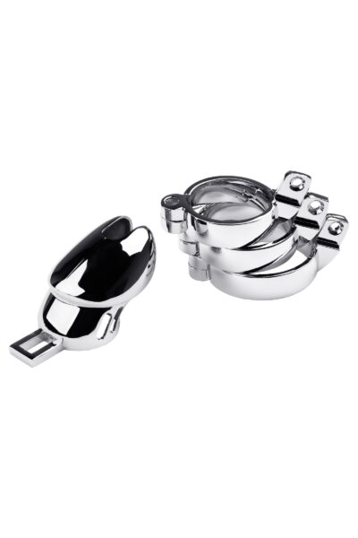 3355 ToyFa Metal Мужской пояс верности, серебристый. С тремя сменными кольцами