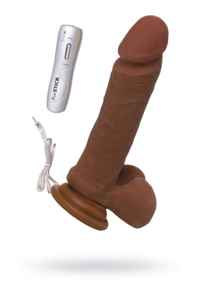 3535 ToyFa RealStick Elite Mulatto, коричневый. Реалистичный вибратор на присоске с мошонкой на ДУ
