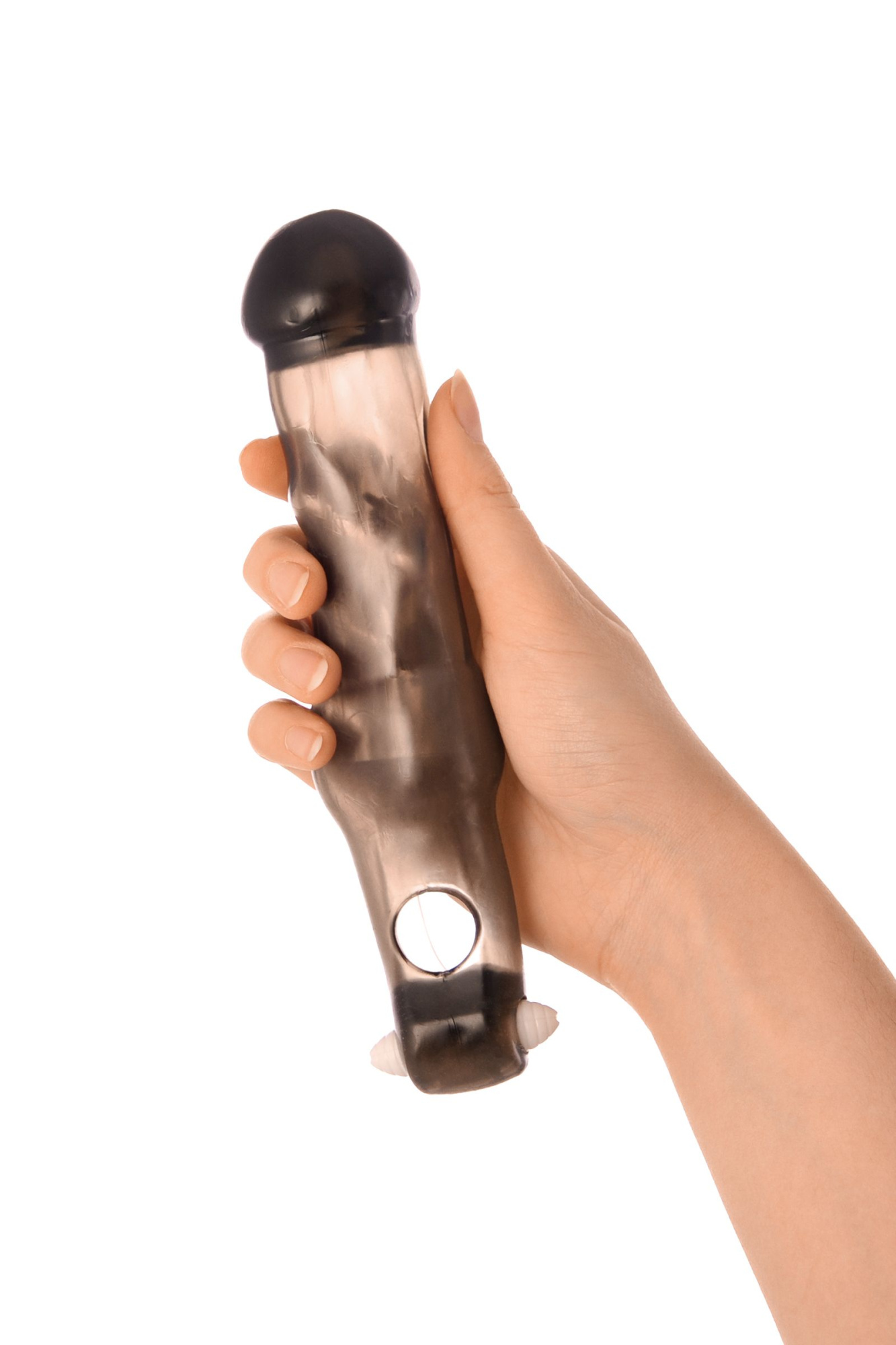 3266 ToyFa Xlover Penis Extender, насадка с вибрацией,TPE, черная прозрачная, 19,4 см — изображение 2
