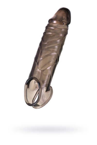 3265 ToyFa Xlover Penis Extender, насадка с петлей для мошонки, TPE, черная, 15,5 см