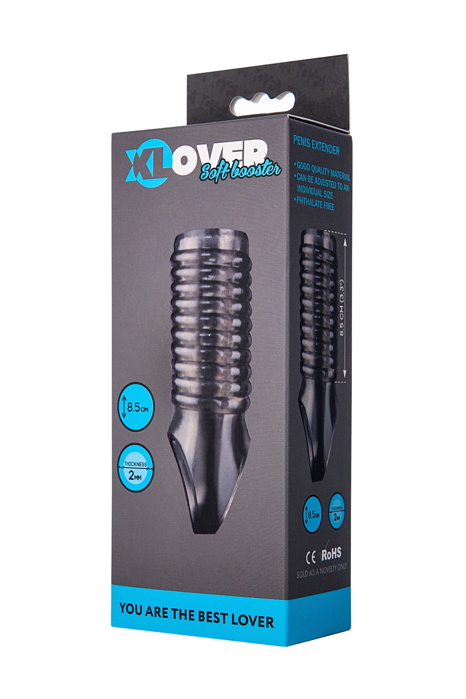 3263 ToyFa Xlover Soft Booster Насадка 8,5 см, черная. С рельефом в виде спирали — изображение 3