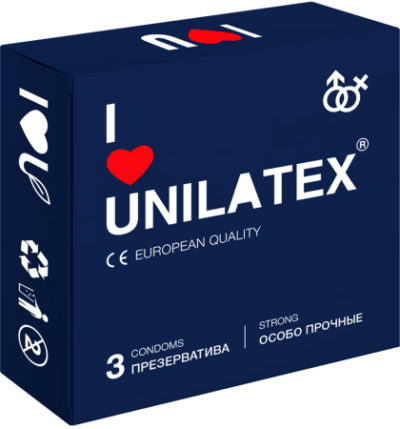 3035 Unilatex Extra Strong. Презервативы особо прочные. Упаковка по 3 шт.