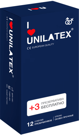 3035-1 Unilatex Extra Strong. Презервативы особо прочные. Упаковка по 12+3 шт