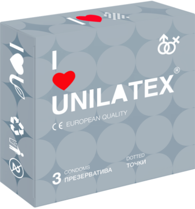 3260 Unilatex Dotted. Презервативы точечные. Упаковка по 3 шт.