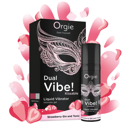 1310 Orgie DUAL VIBE! со вкусом коктейля STRAWBERRY GIN AND TONIC 15мл Съедобный гель с вибрацией